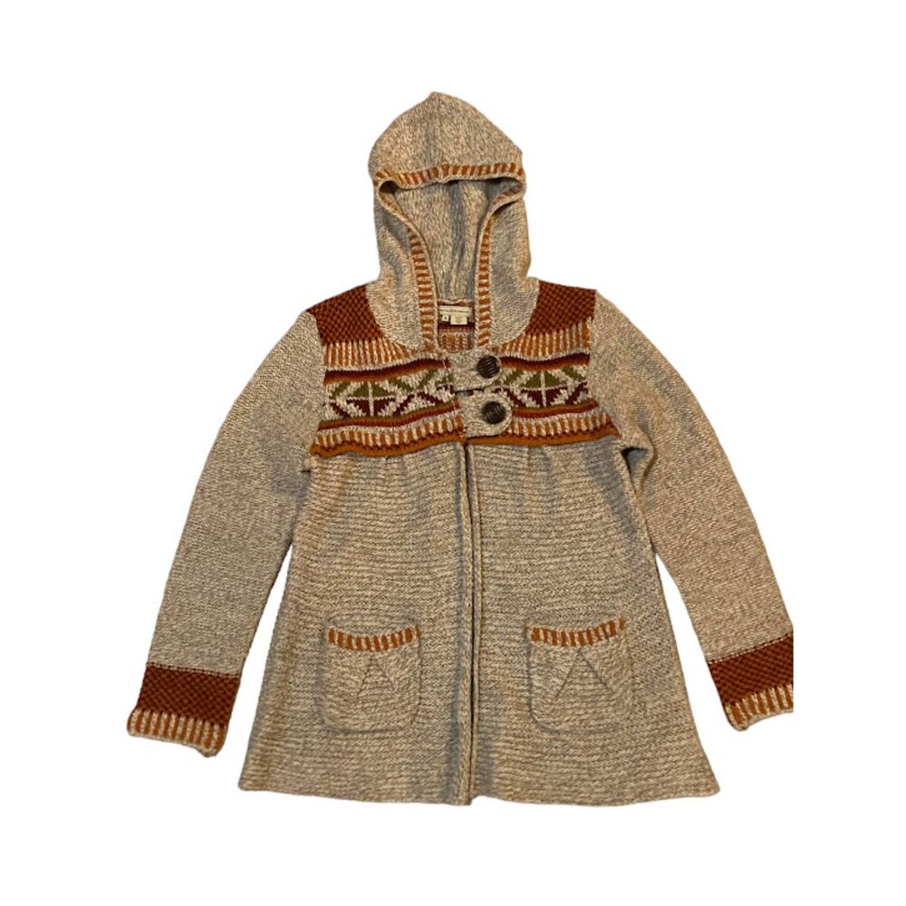 Royal Robbins hooded button open front knit sweater cardigan wool blend Size S